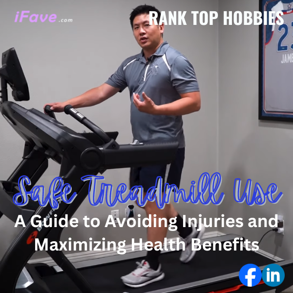 Key tips for safe treadmill use including proper footwear using the safety